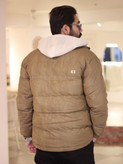کاپشن چرم سیلکونی مردانه K.Z هودی کبریتی